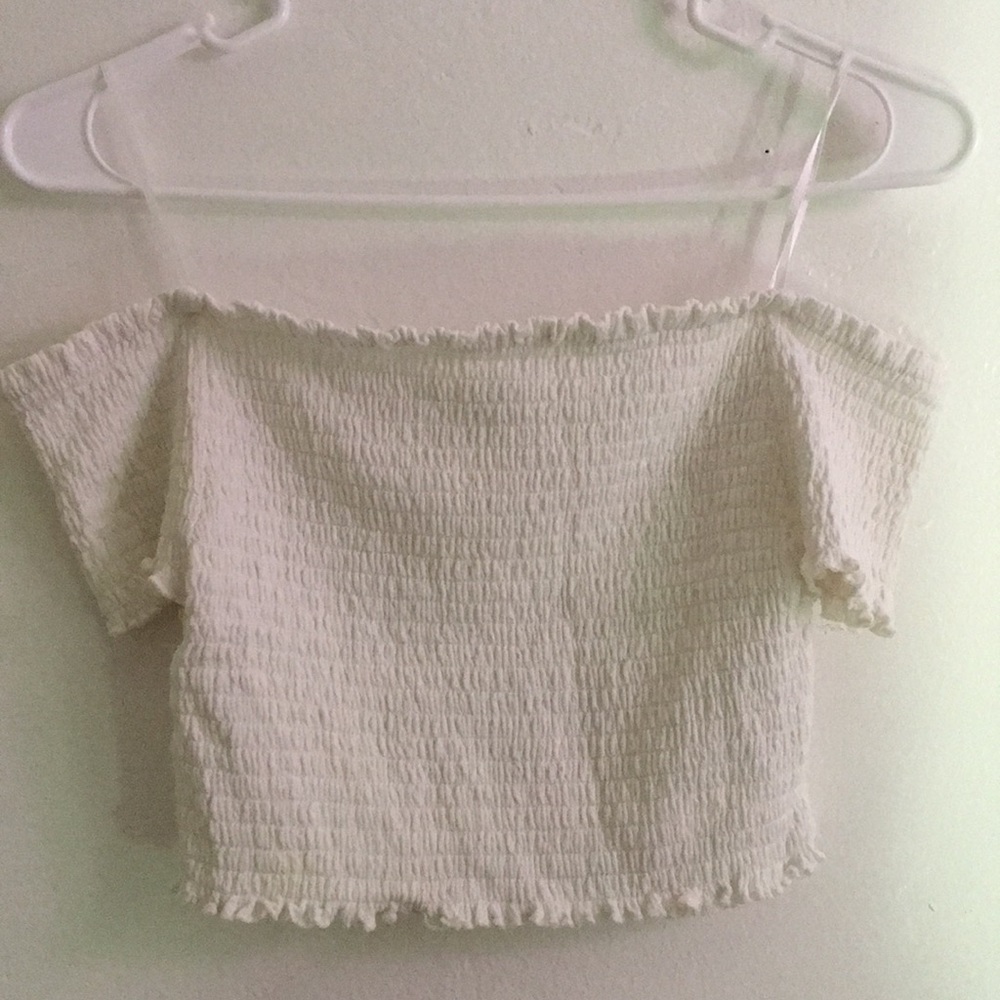 white off the shoulder shirt